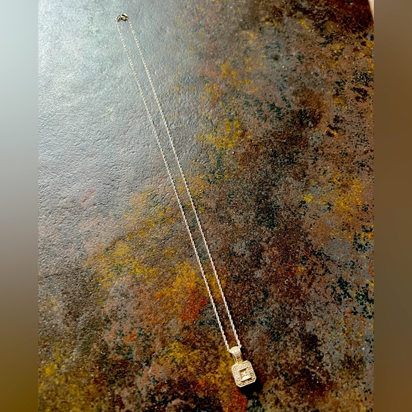 White Gold Diamond Square Pendant Necklace - Picture 2 of 5